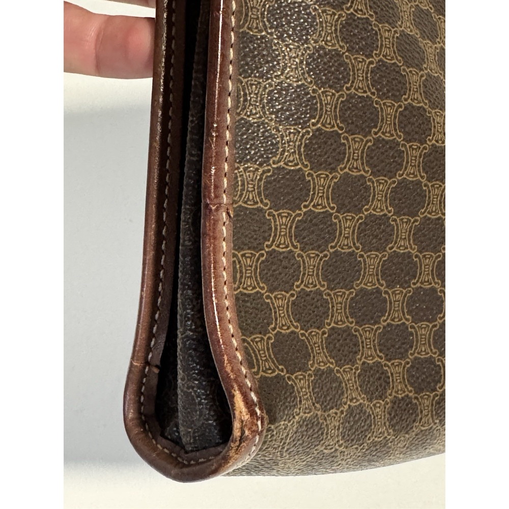 CELINE Triomphe Macadam Leather Clutch Cosmetics Travel Bag Italy Authentic - Picture 10 of 16